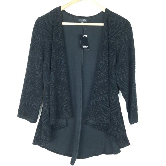 Torrid Black Flocked Jersey Hilo Velour Cardigan - Picture 2 of 9